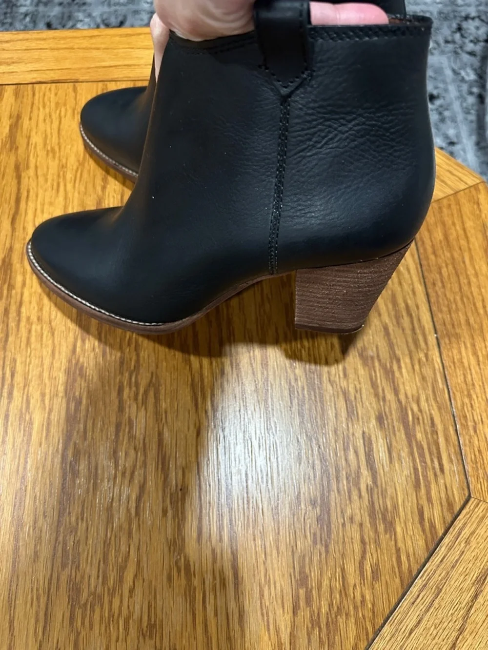 *MADEWELL* Black x Tan Leather Block Heel Ankle Billie Boots Size 8